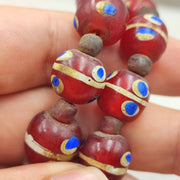 Vintage Red Venetian Inspired, Skunk Trade Necklace - Glass Strand, Assorted 16-10mm Sizes, 28 Inch