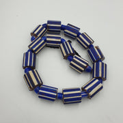 Antique venetian style trade african blue glass chevron beads lot 15 beads.