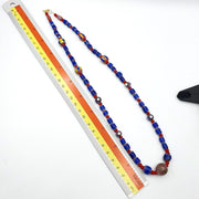 Vintage chevron and white heart venetian multilayers glass beads necklace n-93.
