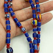 Vintage chevron and white heart venetian multilayers glass beads necklace n-93.