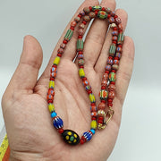 Vintage chevron and white heart venetian multilayers glass beads necklace n-94.