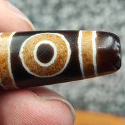 Indo Tibetan Agate Dzi Bead Amulet: Circle & Square Eyes