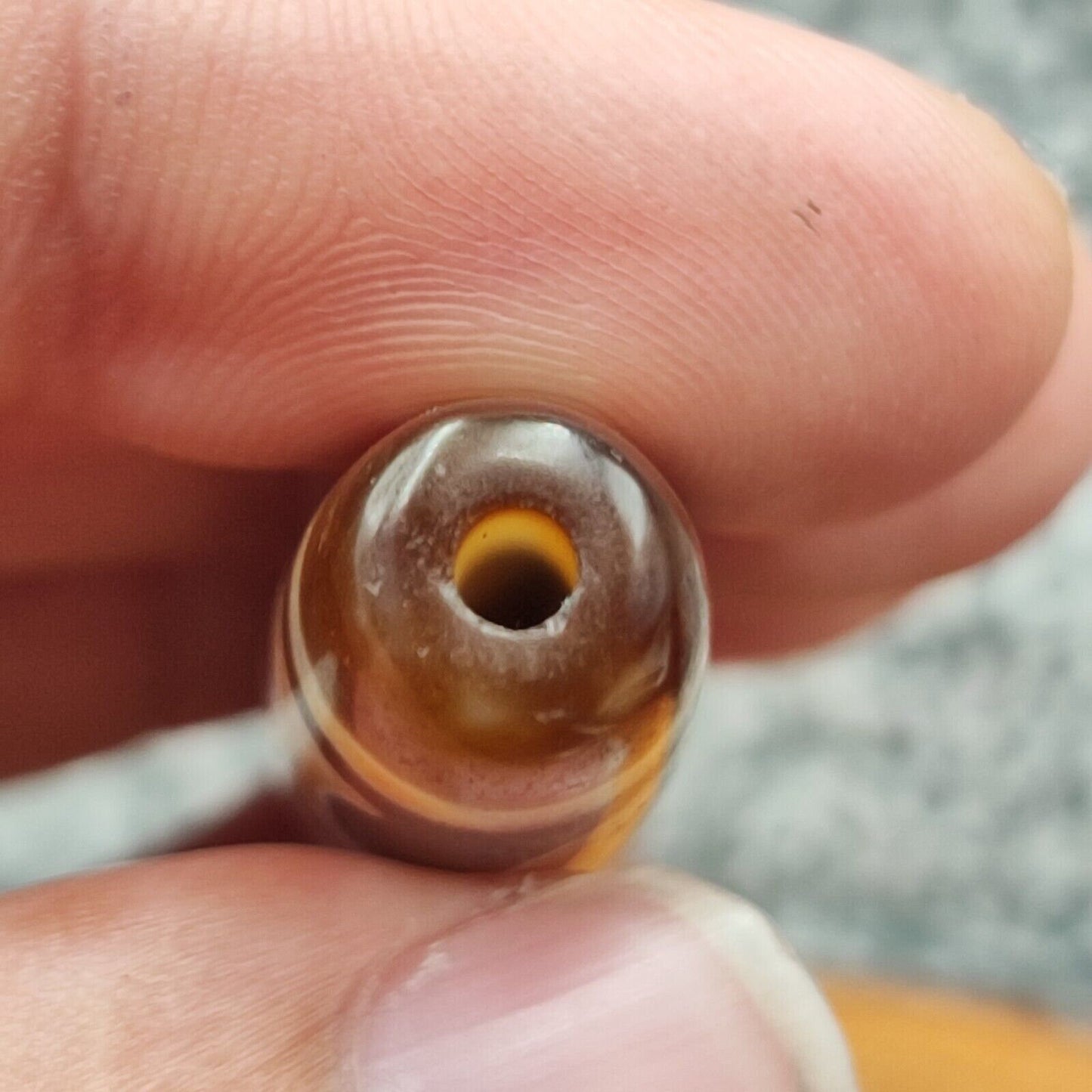 Indo Tibetan Agate Dzi Bead Amulet: Circle & Square Eyes