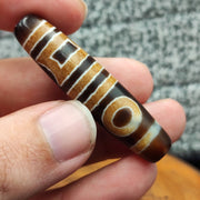 Indo Tibetan Agate Dzi Bead Amulet: Circle & Square Eyes