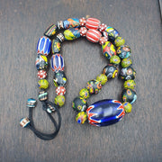 Vintage roman venetian style chevron mosaic glass beads necklace mx-28.