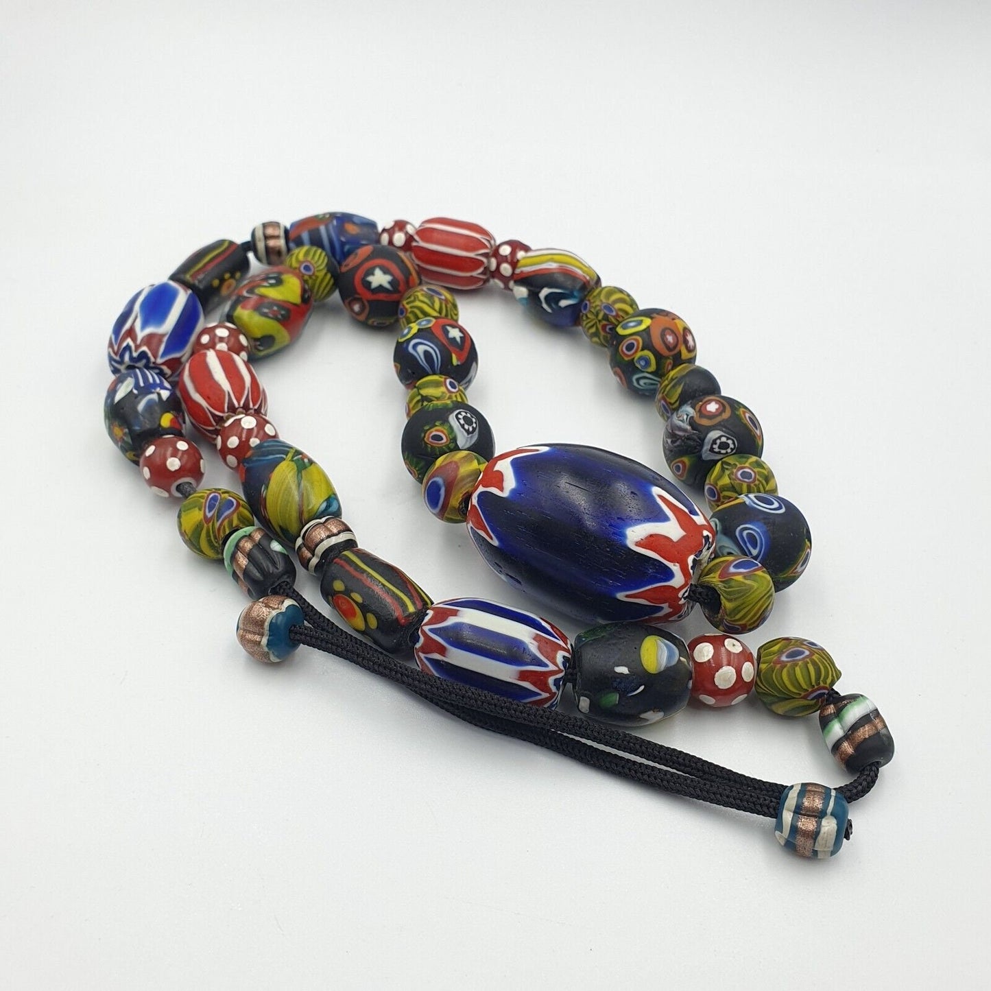 Vintage roman venetian style chevron mosaic glass beads necklace mx-28Gift