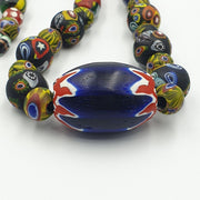 Vintage roman venetian style chevron mosaic glass beads necklace mx-28.