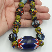 Vintage roman venetian style chevron mosaic glass beads necklace mx-28.