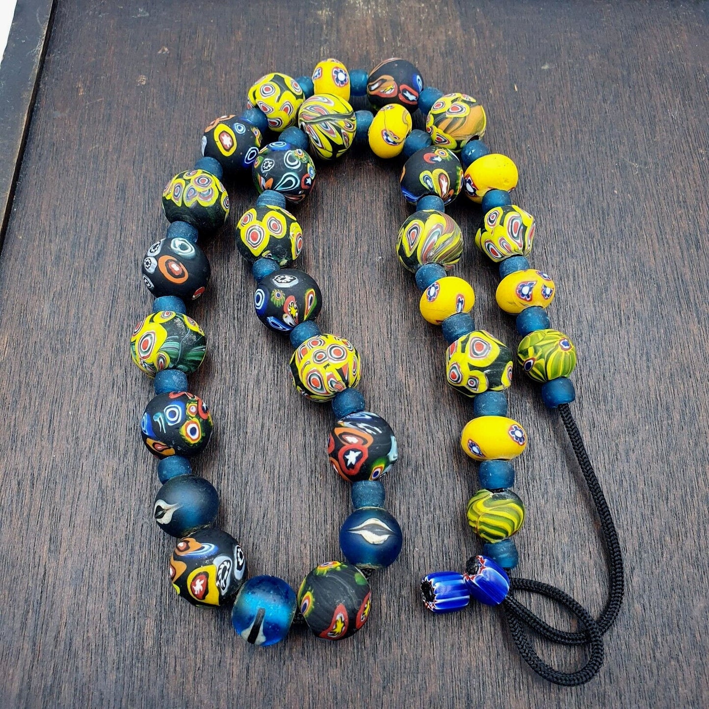 Vintage roman venetian style mosaic glass beads necklace mx-27Gift