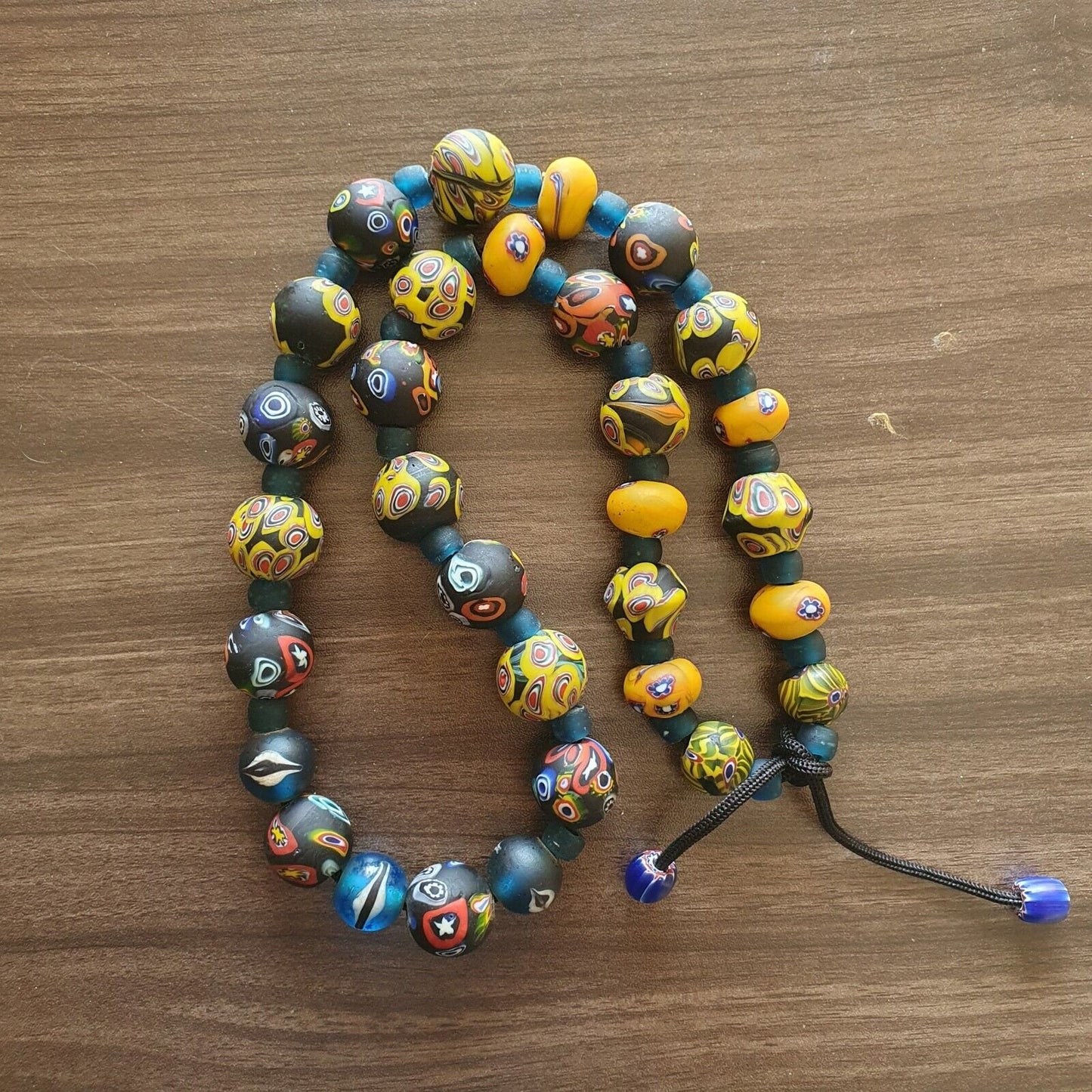 Vintage roman venetian style mosaic glass beads necklace mx-27Gift