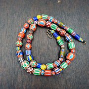 Vintage chevron venetian style skunk glass beads necklace nc-b-2
