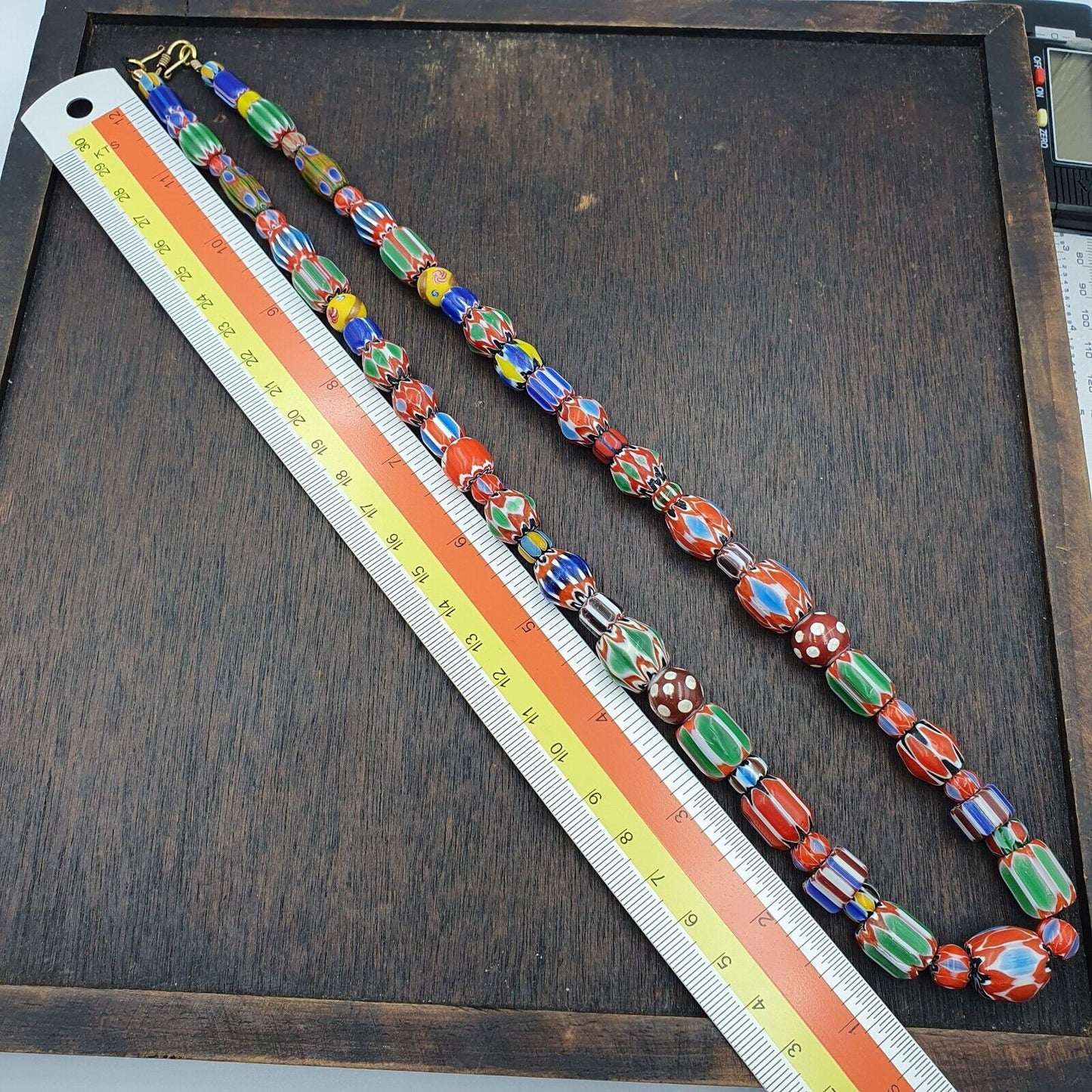 Vintage chevron venetian style skunk glass beads necklace nc-b-2