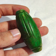 Antique green hawlight stone carving stone eyes bead amulet mg-9-12