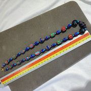 N95 blue chevron and white heart venetian beads african glass beads necklace.