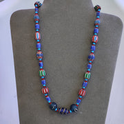 N95 blue chevron and white heart venetian beads african glass beads necklace.