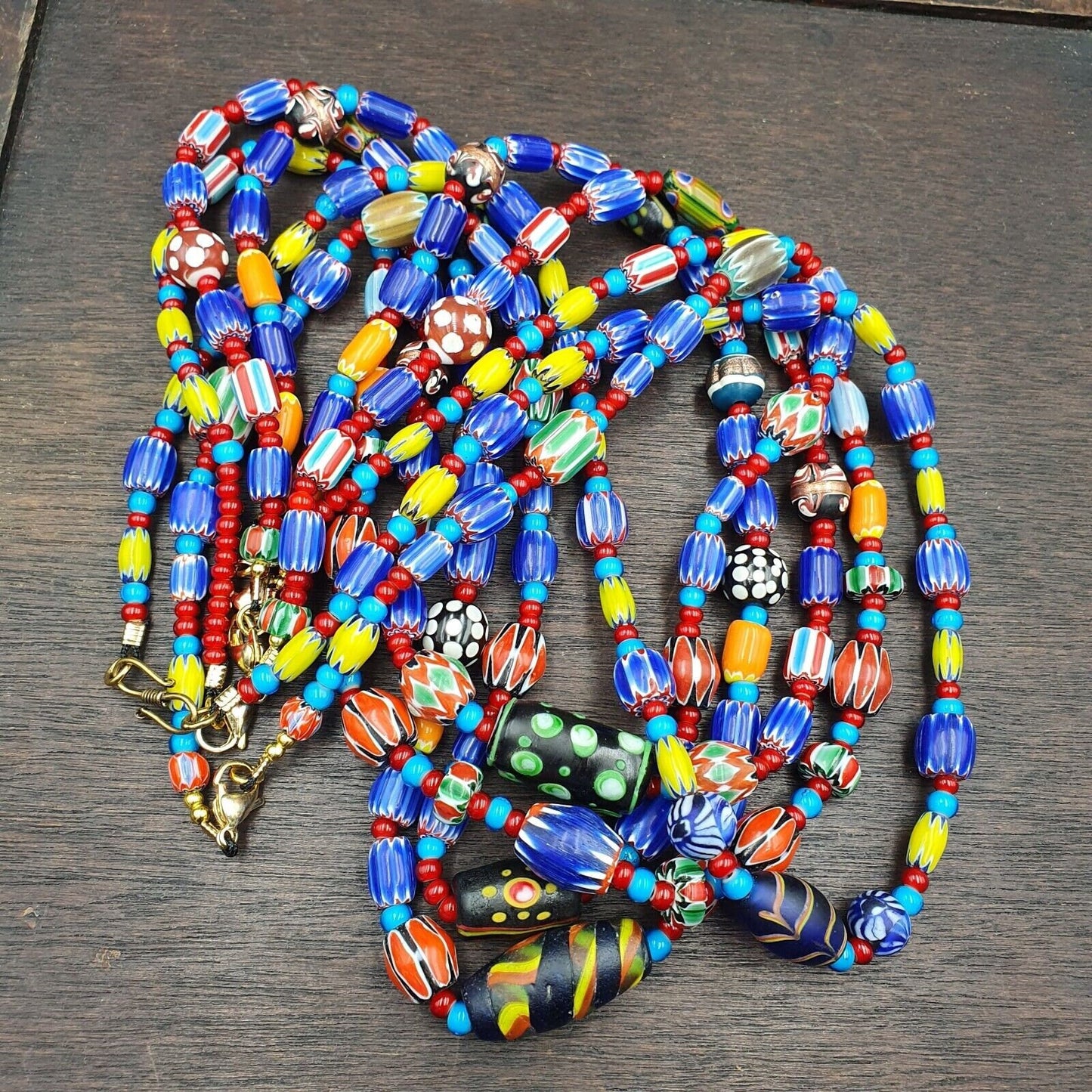 Wholesale 5 pcs vintage chevron and white heart venetian glass beads necklacesGift