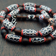 Unique Pattern Trade, Feather-Style Necklace | Vintage Glass Beads | Full Strand, Multicolor