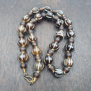 Himalayan tibetan etched agate beads decorated beaded necklace