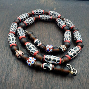 Unique Pattern Trade, Feather-Style Necklace | Vintage Glass Beads | Full Strand, Multicolor