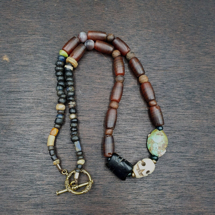 Ancient islamic roman era antique glass beads necklace #nc 47Gift