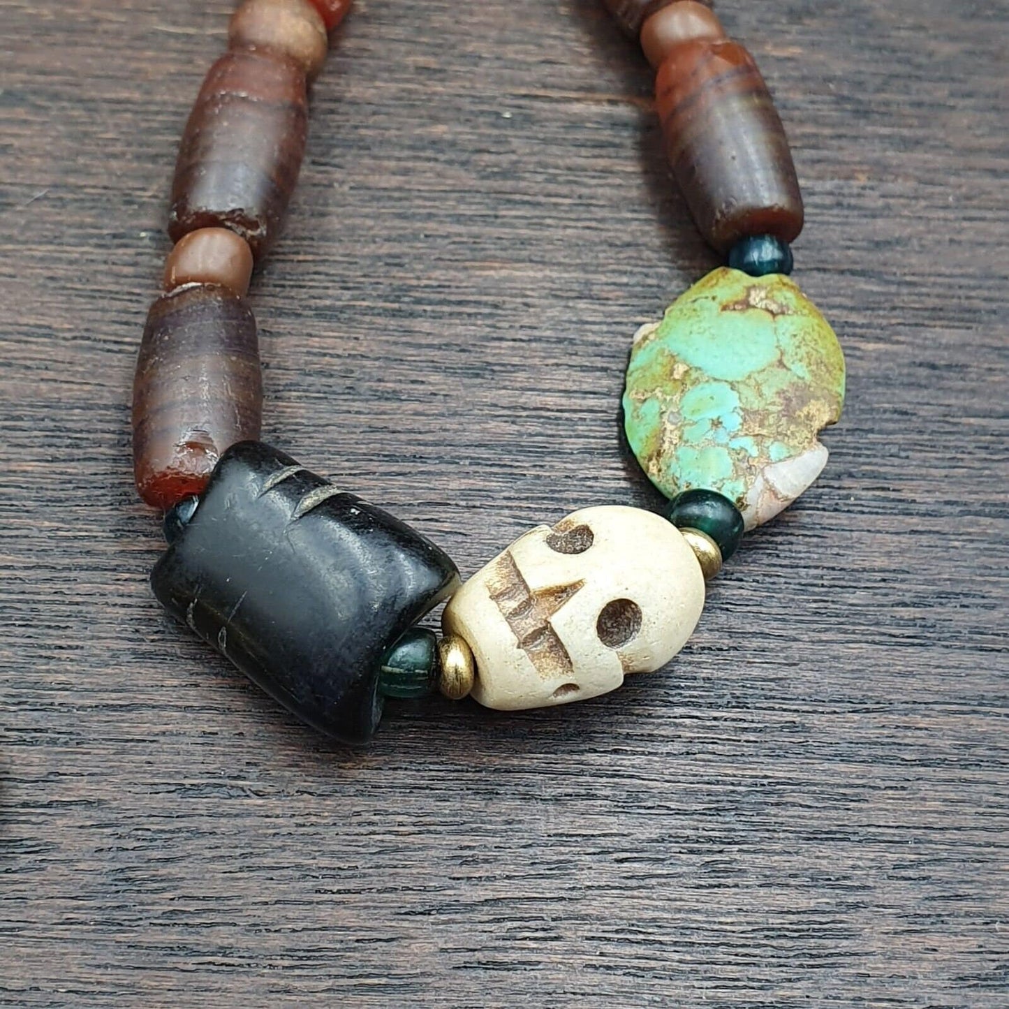 Ancient islamic roman era antique glass beads necklace #nc 47Gift