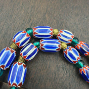 Venetian style blue chevron glass beads necklace nch-3.