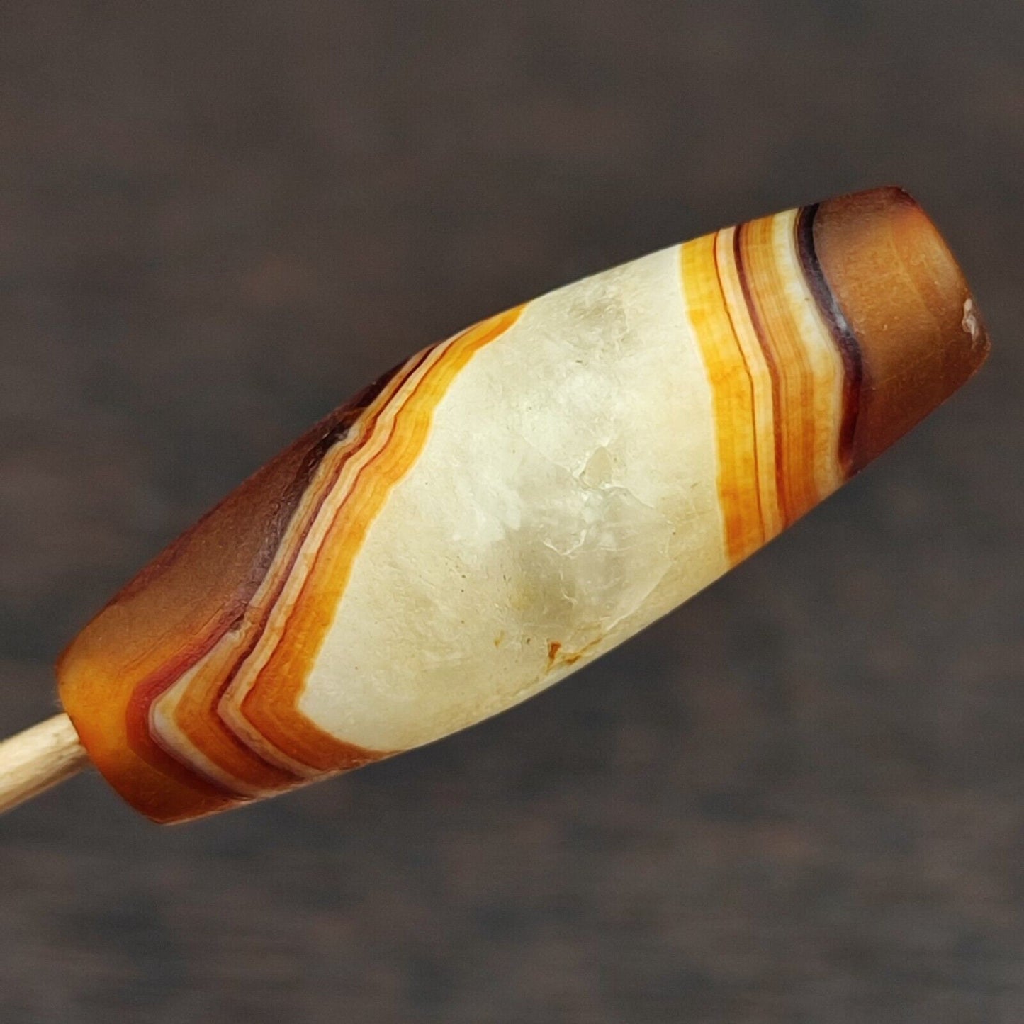 Antique yemeni old crystal agate middle eastern red, yellow agate bead -5y