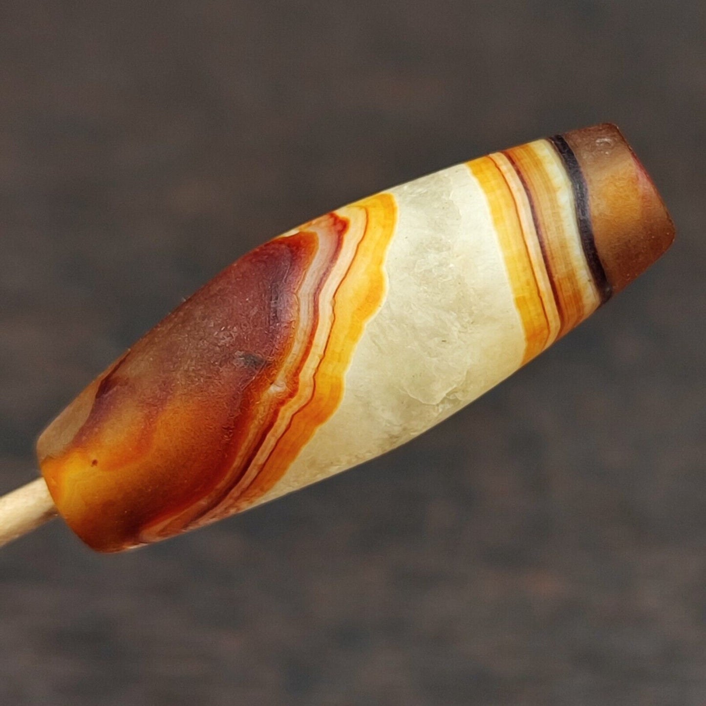 Antique yemeni old crystal agate middle eastern red, yellow agate bead -5y