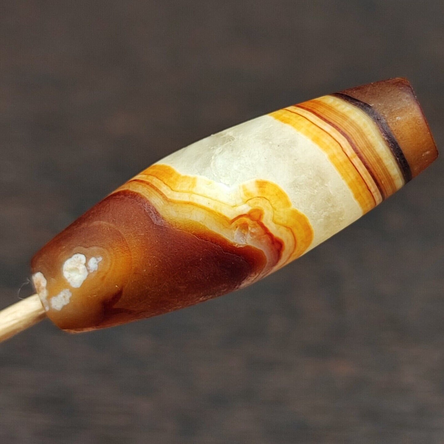 Antique yemeni old crystal agate middle eastern red, yellow agate bead -5y