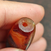 Agate Bead -10Y, Antique Yemeni Eye Pattern, Natural Red Haqeeq | Collector Pendant, Vintage Amulet