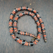 Vintage black chevron venetian style multilayers glass beads necklace .