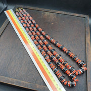 Vintage black chevron venetian style multilayers glass beads necklace .