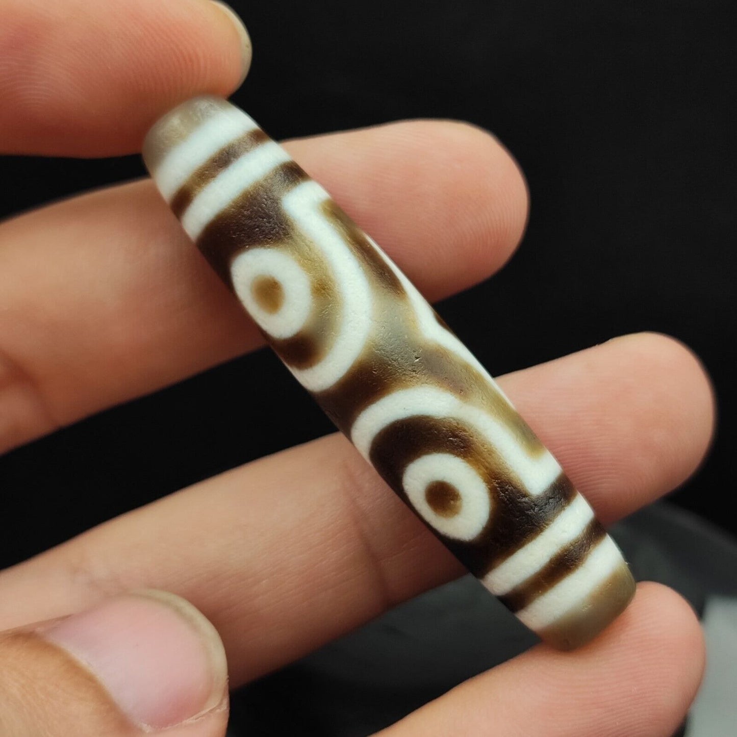 Old Indo Tibetan Agate Dzi Bead Amulet - 3 Eye Design