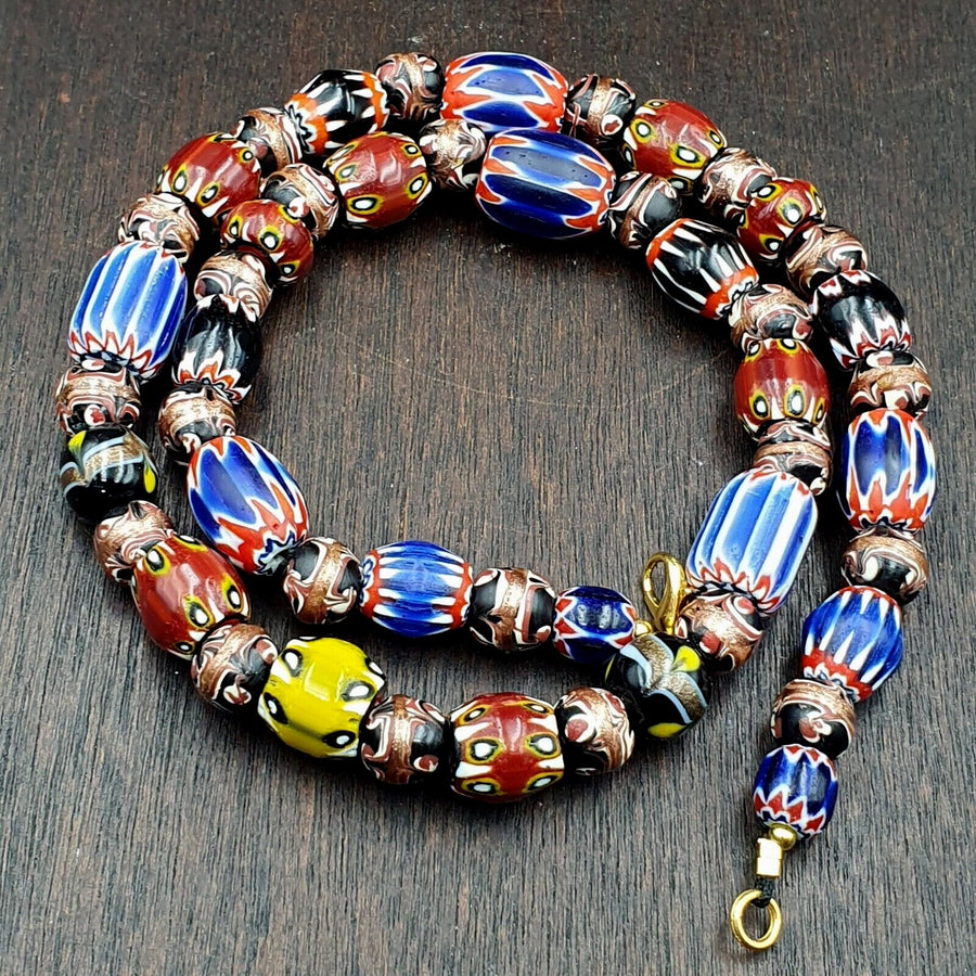 Vintage chevron venetian style multilayers glass beads necklace 15-8mm mch-3.