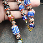 Vintage chevron venetian style multilayers glass beads necklace 15-8mm mch-3.