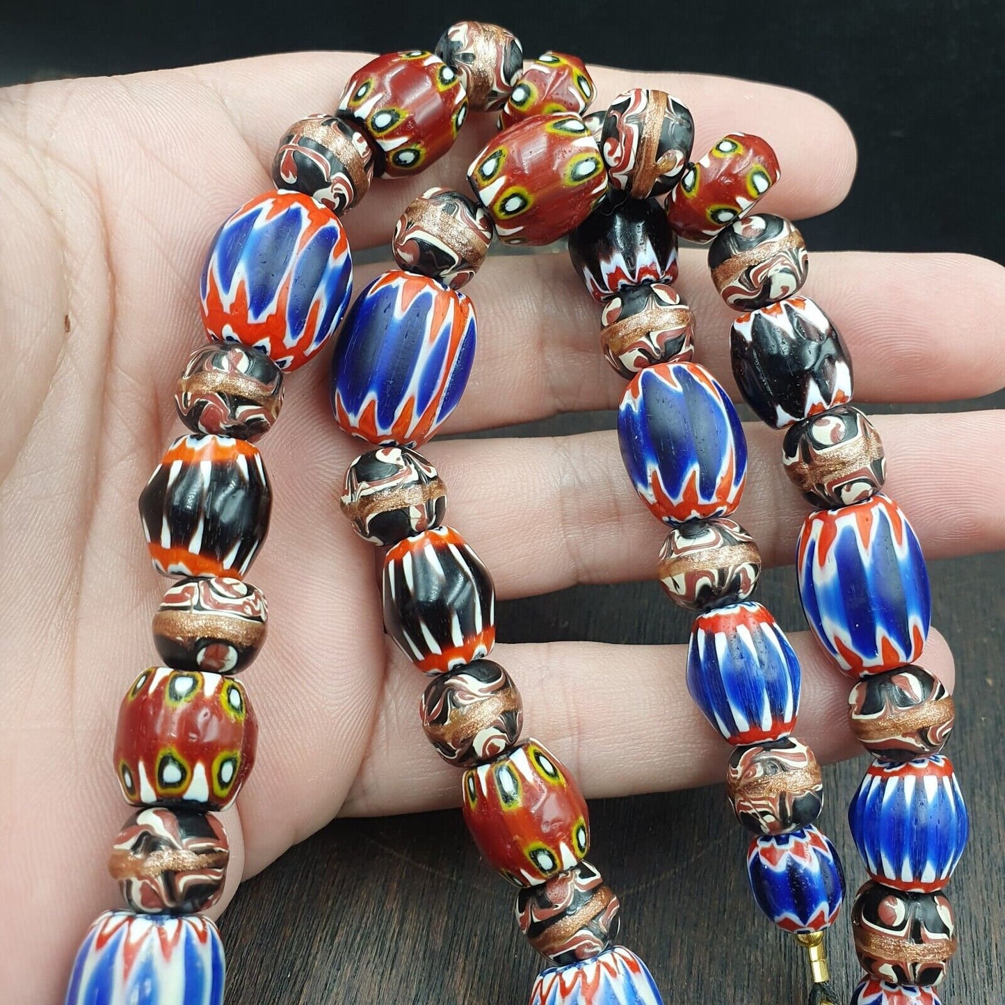 Vintage chevron venetian style multilayers glass beads necklace 15-8mm mch-3Gift
