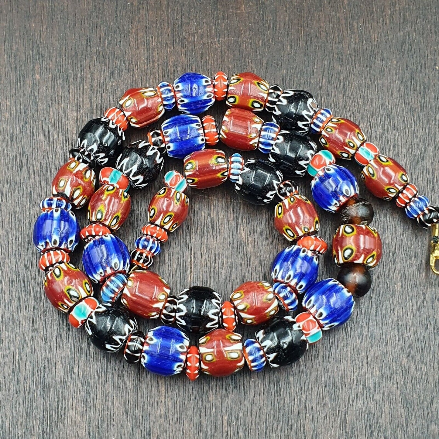 Vintage chevron venetian style multilayers glass beads necklace 15mm mch-1Gift