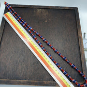 Venetian Glass Beads, Vintage Chevron Heart Strand - Handcrafted 28 Inch | Multi Layer White Blue Red