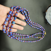 Lot 3 vintage chevron and white heart venetian glass beads necklace nc-o-3.