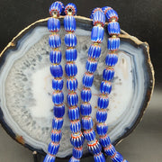 Vintage chevron and white heart venetian multilayers glass beads necklace n-155.