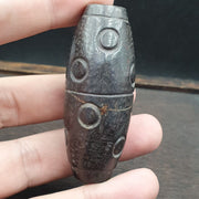 Antique black magnetic stone mysterious animal carving stone bead amulet mg-9-5