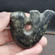 Antique black magnetic stone mysterious animal carving stone bead amulet mg-9-6