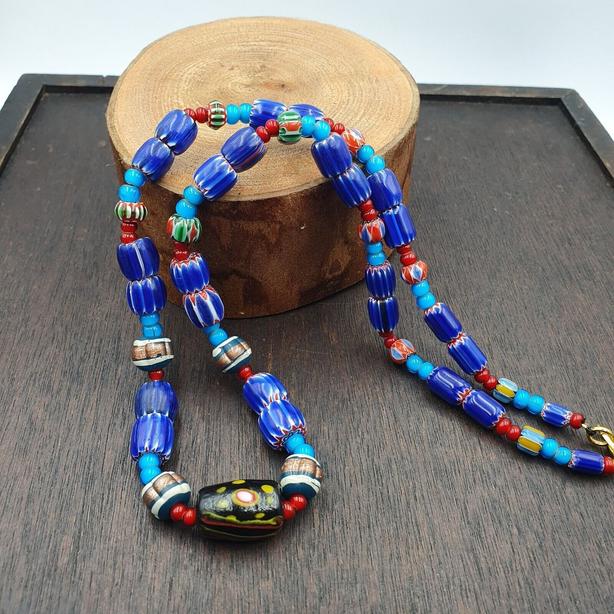 Fusion of elegance venetian inspired beadwork chevron beads necklace nc-501