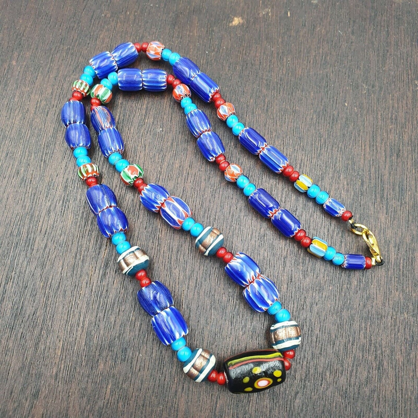 Fusion of elegance venetian inspired beadwork chevron beads necklace nc-501