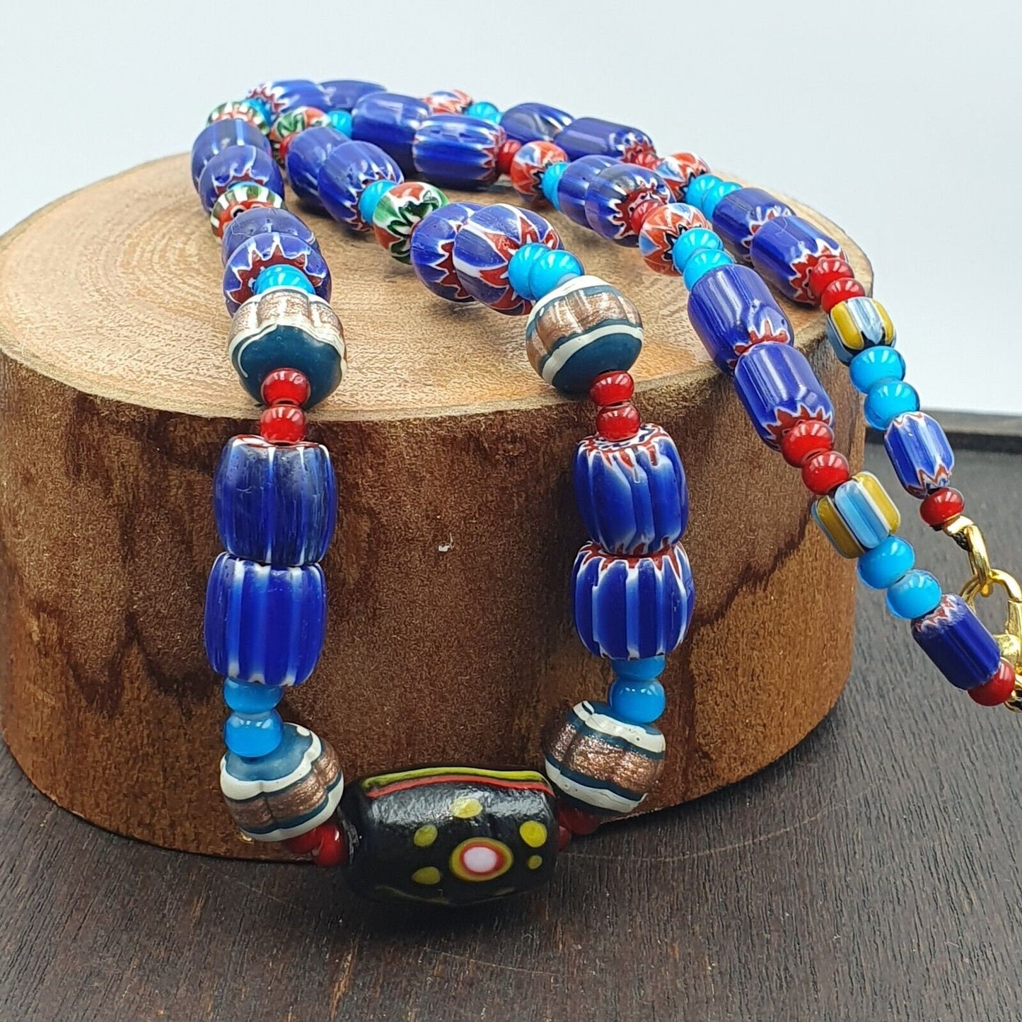 Fusion of elegance venetian inspired beadwork chevron beads necklace nc-501