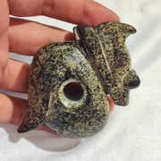 Antique black stone mysterious animal carving stone bead amulet mg-9-10