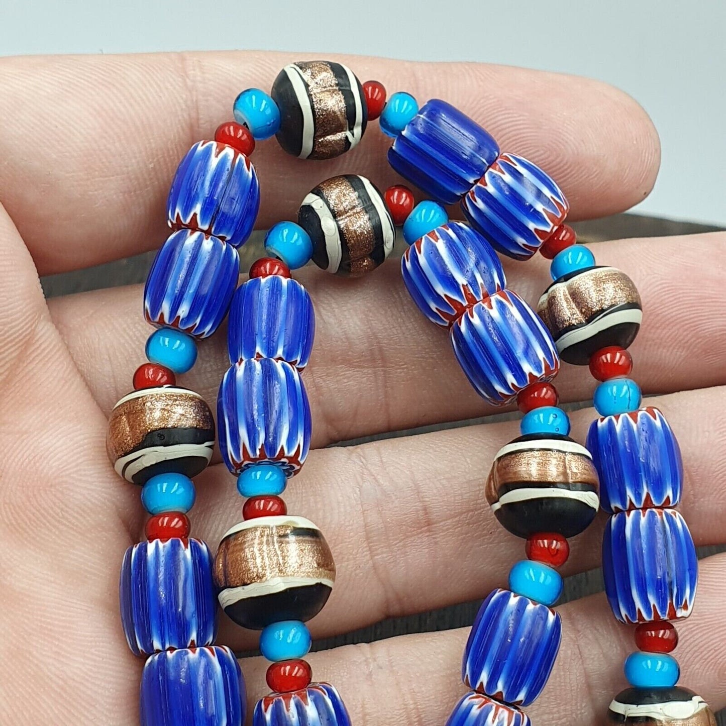 Harmony of murano mix venetian inspired beadwork chevron beads necklace nc-504