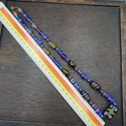 N97 blue chevron and white heart venetian beads african glass beads necklace.
