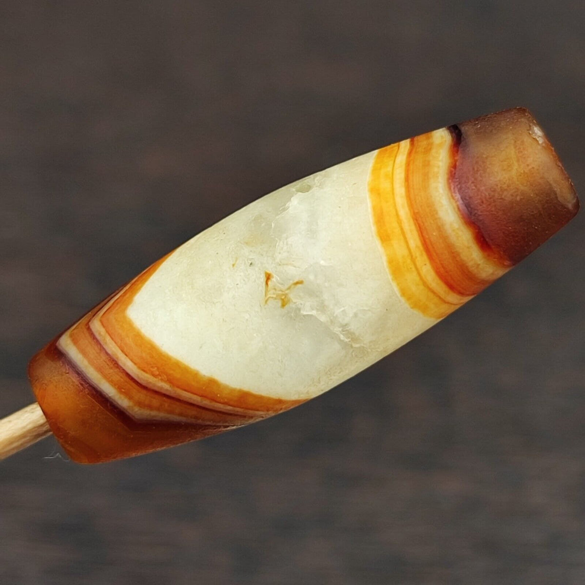Antique Yemeni Old, Middle Eastern Agate Bead | Natural Eye Pattern, Red Yellow Haqeeq Amulet, Rare