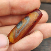 Agate Bead -10Y, Antique Yemeni Eye Pattern, Natural Red Haqeeq | Collector Pendant, Vintage Amulet